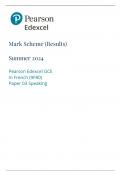 Mark Scheme &lpar;Results&rpar; Summer 2024 Pearson Edexcel GCE In French &lpar;9FR0&rpar; Paper 03 Speaking