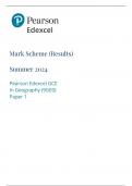 Mark Scheme &lpar;Results&rpar; Summer 2024 Pearson Edexcel GCE In Geography &lpar;9GE0&rpar; Paper 1