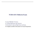 NURS-6531N Midterm Exam (2 Versions, 200 Q & A, 2020/2021) / NURS 6531 Midterm Exam / NURS6531 Midterm Exam / NURS 6531N Midterm Exam |Correct Q & A, Best Document for Walden Exam|