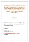 NCSF PERSONAL TRAINING EXAM 2024 ACTUAL EXAM 2 VERSIONS &lpar;VERSION A AND B&rpar; COMPLETE 450 QUESTIONS WITH DETAILED VERIFIED ANSWERS &lpar;100&percnt; CORRECT ANSWERS&rpar; &sol; ALREADY GRADED A&plus;