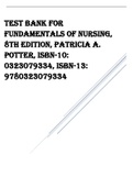 Test Bank for Fundamentals of Nursing, 8e, Potter
