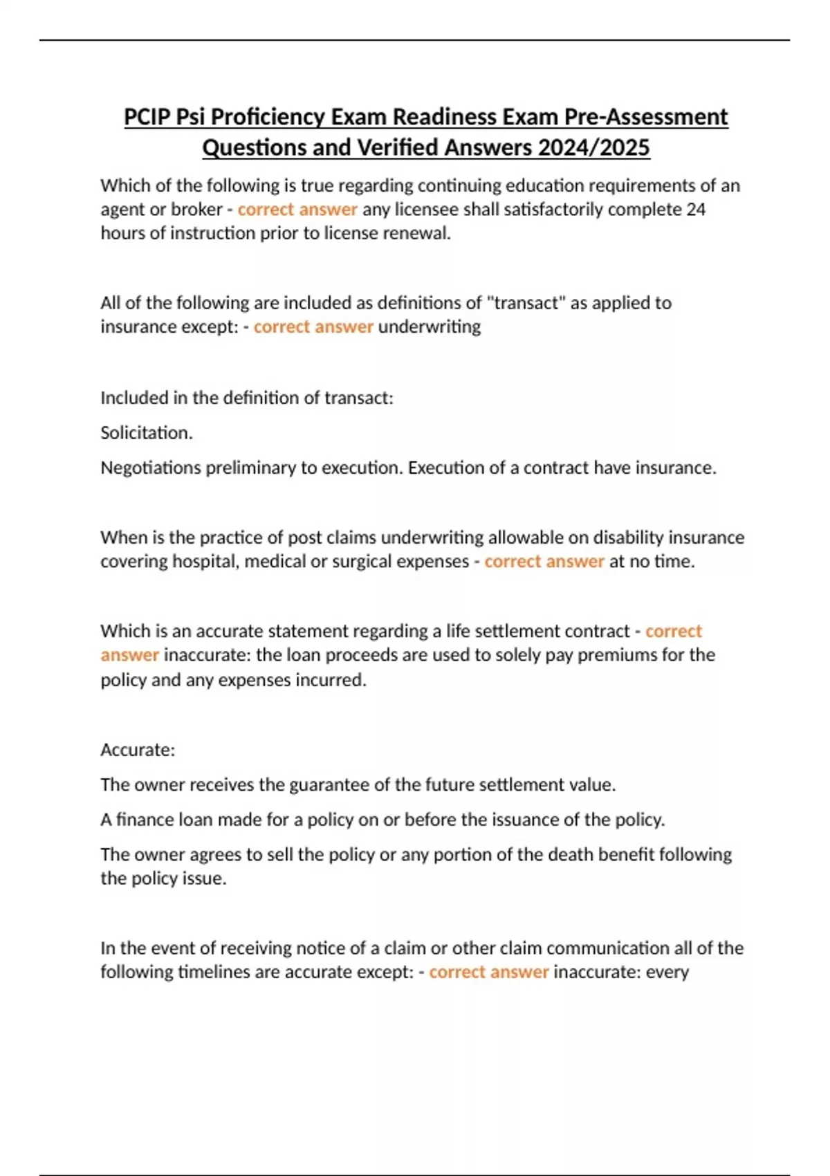 PCIP Psi Proficiency Exam Readiness Exam Pre-Assessment Questions and ...