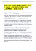 BUL3320 LAW AND BUSINESS QUIZ 7 EXAM TEST QUESTIONS AND ANSWERS &ndash; UPDATED&excl;&excl;