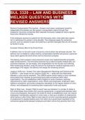 BUL 3320 &ndash; LAW AND BUSINESS &ndash; WELKER QUESTIONS WITH REVISED ANSWERS 