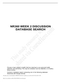  NR360 WEEK 2 DISCUSSION DATABASE SEARCH