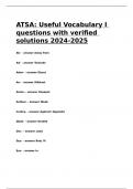 ATSA&colon; Useful Vocabulary I questions with verified solutions 2024-2025