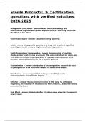 Sterile Products IV Certification questions with verified solutions 2024-2025&period;
