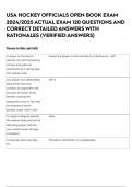 USA HOCKEY OFFICIALS OPEN BOOK EXAM 2024&sol;2025 ACTUAL EXAM 120 QUESTIONS AND CORRECT DETAILED ANSWERS WITH RATIONALES &lpar;VERIFIED ANSWERS&rpar;