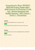 Comprehensive Exam&colon; BIOS252 &sol; BIOS 252 &lpar;Latest Update 2024 &sol; 2025&rpar; Anatomy & Physiology II with Lab &vert; Review Questions with Verified Answers &vert; 100&percnt; Correct &vert; Grade A - Chamberlain