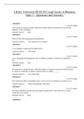 Exam (elaborations) Liberty University BUSI 561 Legal Issues in Business. Quiz 1 – Questions and Answers. (BUSI561) 