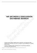 NR 360 WEEK 2 DISCUSSION DATABASE SEARCH           Choose a topic related to health that has meaning to your personal health