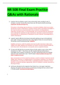 ADVANCED  PHARMACOLOGY NR 508 Final Exam Practice Q&As with Rationale