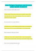 Islam Religion Questions and Answers  Latest Update Graded A&plus;