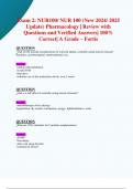 Exam 2&colon; NUR100&sol; NUR 100 &lpar;New 2024&sol; 2025 Update&rpar; Pharmacology &vert; Review with  Questions and Verified Answers&vert; 100&percnt; Correct&vert; A Grade &ndash; Fortis