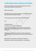 Family Violence Exam&semi; Questions and Answers   