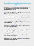 Family Violence Exam&semi; Questions and Answers  Rated A&plus;