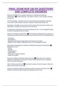 FINAL EXAM NUR 350 RS QUESTIONS AND COMPLETE ANSWERS