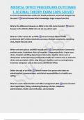 MEDICAL OFFICE PROCEDURES OUTCOMES  1-10 FINAL THEORY EXAM 100&percnt; SOLVED  
