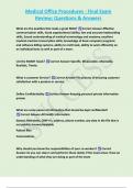 Medical Office Procedures - Final Exam  Review&semi; Questions & Answers  