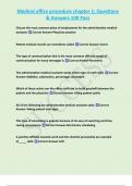 Medical office procedure chapter 1&semi; Questions  & Answers 100 Pass 