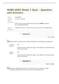 NURS 6002 Week 1 Quiz - Question and Answers &lpar;VERIFIED&rpar;