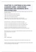 CHAPTER 13&semi; HOFFMAN & SULLIVAN &lpar;CANCER CARE&rpar; - DAVIS EDGE QUESTIONS AND ANSWERS WITH SOLUTIONS 2024
