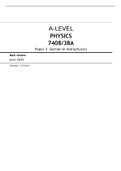 A-level Physics 7408/3BA - Paper 3 Section B - Astrophysics Mark scheme