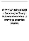 CRW1501 2021 EXAM SUMMARY & NOTES