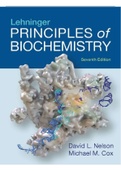 Test Bank: Lehninger Principles of Biochemistry, 7th Edition, David L. Nelson, Michael M. All Chapters 1-28 Questions And Answers( Complete Solutions)