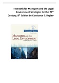 Test Bank for Managers and the Legal Environment Strategies for the 21st Century, 8th Edition by Constance E. Bagley