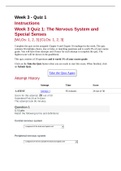 HPR 205 Week 3 Quiz 1: The Nervous System and Special Senses questions and answers