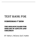 TEST BANK FOR PATHOPHYSIOLOGY 8TH EDITION THE BIOLOGIC BASIS FOR DISEASE IN ADULTS