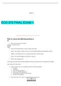 ECO 578 FINAL EXAM 1 | GRADED A