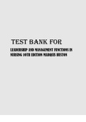 TEST BANK FOR LEADERSHIP AND MANAGEMENT FUNCTIONS IN NURSING 1OTH EDITION