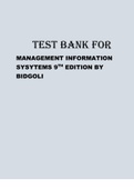 TEST BANK FOR MANAGEMENT INFORMATION SYSTEMS 9TH EDITION BY BIDGOLI