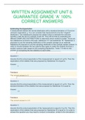 WRITTEN ASSIGNMENT UNIT 8. GUARANTEE GRADE ‘A’ 100% CORRECT ANSWERS