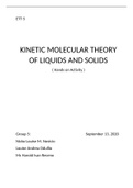 Lab Report about Kinetic Molecular Theory of Liquids and Solids
