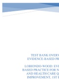 TEST BANK OVERVIEW OF EVIDENCE-BASED PRACTICE    LOBIONDO-WOOD&colon; EVIDENCE-BASED PRACTICE FOR NURSING AND HEALTH CARE QUALITY IMPROVEMENT&comma; 1ST EDITION