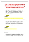 Exam (elaborations) GOVT 404 Final Exam.docx a useful document revision for the upcoming exams Liberty University (2021)
