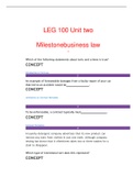 Exam (elaborations) LEG 100 Unit two Milestone business law / LEG100 unit 2 milestone> complete latest solutions (all correct) Fall 2020/2021