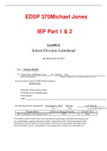 Essay Liberty University - EDSP 370 Michael Jones IEP Part 1 & 2