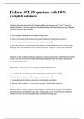 Diabetes NCLEX questions with 100- complete solutions