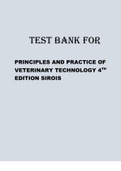 TEST BANK FOR PRINCIPLES AND PRACTICE OF VETERINARY TECHNOLOGY 4TH EDITION