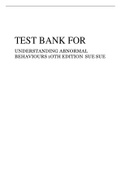 TEST BANK FOR UNDERSTANDING ABNORMAL BEHAVIOURS 1OTH EDITION SUE SUE