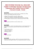  HESI NUR206&sol; NUR 206 &lpar;New 2024&sol; 2025 Update&rpar; Community Nursing Concepts Exam    &vert; Questions and Verified Answers&vert; 100&percnt; Correct&vert; A Grade &ndash; Fortis 