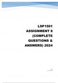 LSP1501 Assignment 8 &lpar;COMPLETE ANSWERS&rpar; 2024