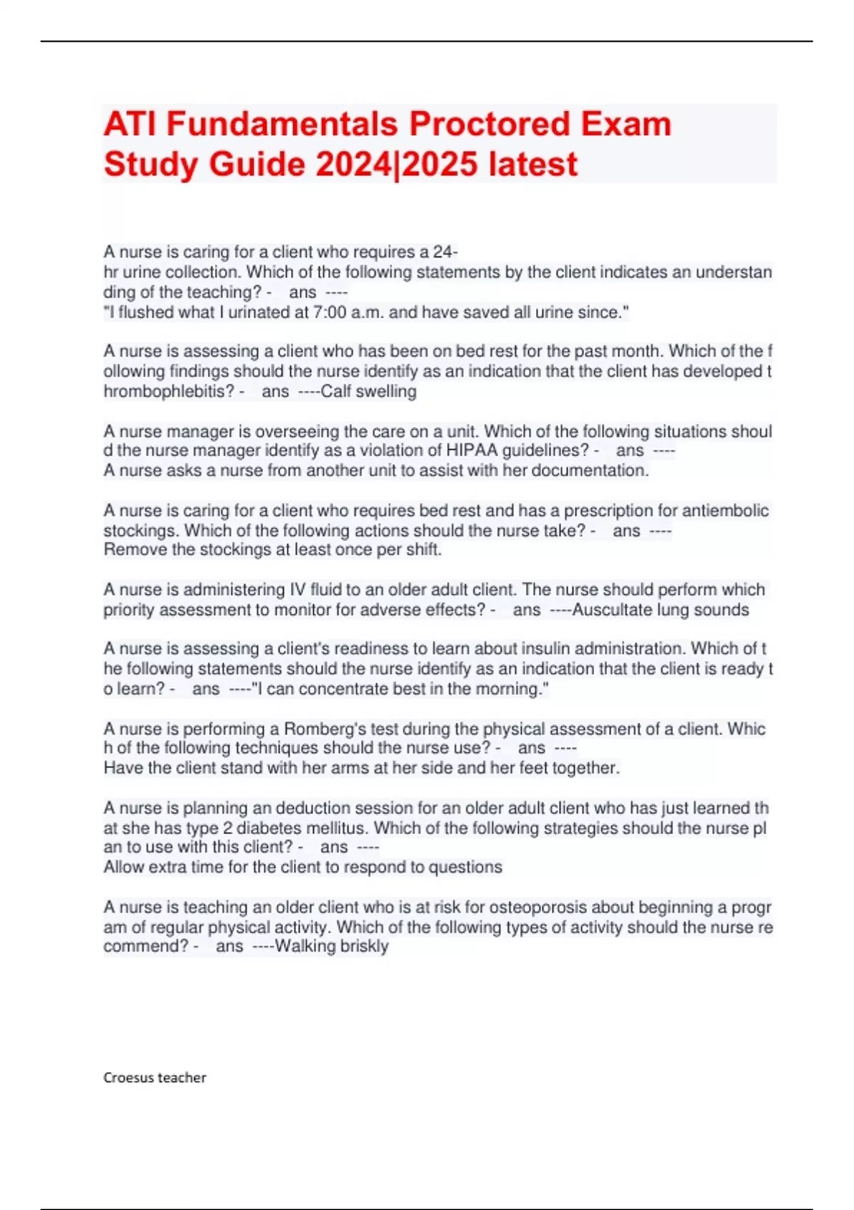 ATI Fundamentals Proctored Exam Study Guide 2024|2025 latest - ATI ...