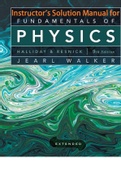 Instructor Solution Manual for Fundamentals of Physics 9thEd Resnick, Walker, and Halliday