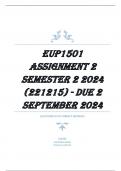 EUP1501 Assignment 2 &lpar;DETAILED ANSWERS&rpar; Semester 2 2024 &lpar;221215&rpar; - DUE 2 September 2024