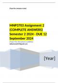 MNP3703 Assignment 2 (COMPLETE ANSWERS) Semester 2 2024 - DUE 12 September 2024 ; 100% TRUSTED Complete, trusted solutions and explanations.... 